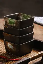 日式陶器製の小皿【四角形・調味用・おやつ用】
