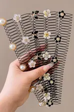 山茶花デザインの後ろ髪整理用コーム【ヘアバンド・隠しタイプ】