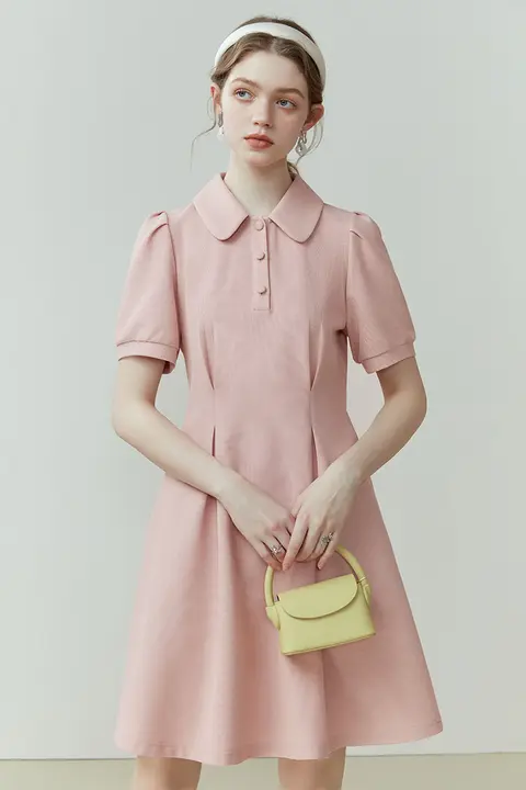 POLO襟のワンピース【夏用・ショートスリーブ・スリムデザイン】