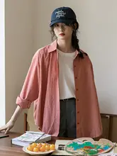 春季の新作！チェック柄ポロカラーシャツ【レディース・ルーズフィット・長袖・カジュアル】