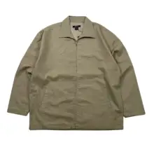 リネン素材のアメリカンクラシック風ビンテージ大きいサイズのラフなジップアップジャケット【春秋用・薄手・翻領デザイン】