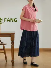 オリジナルデザインの小花柄ブルー半身スカート【夏用・Aライン・ミドル丈・ウエストゴム】