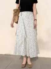 フラワープリント Aラインスカート【夏用・ミディ丈・体型カバー・大きいサイズ対応】（セ  ットアップ対応）