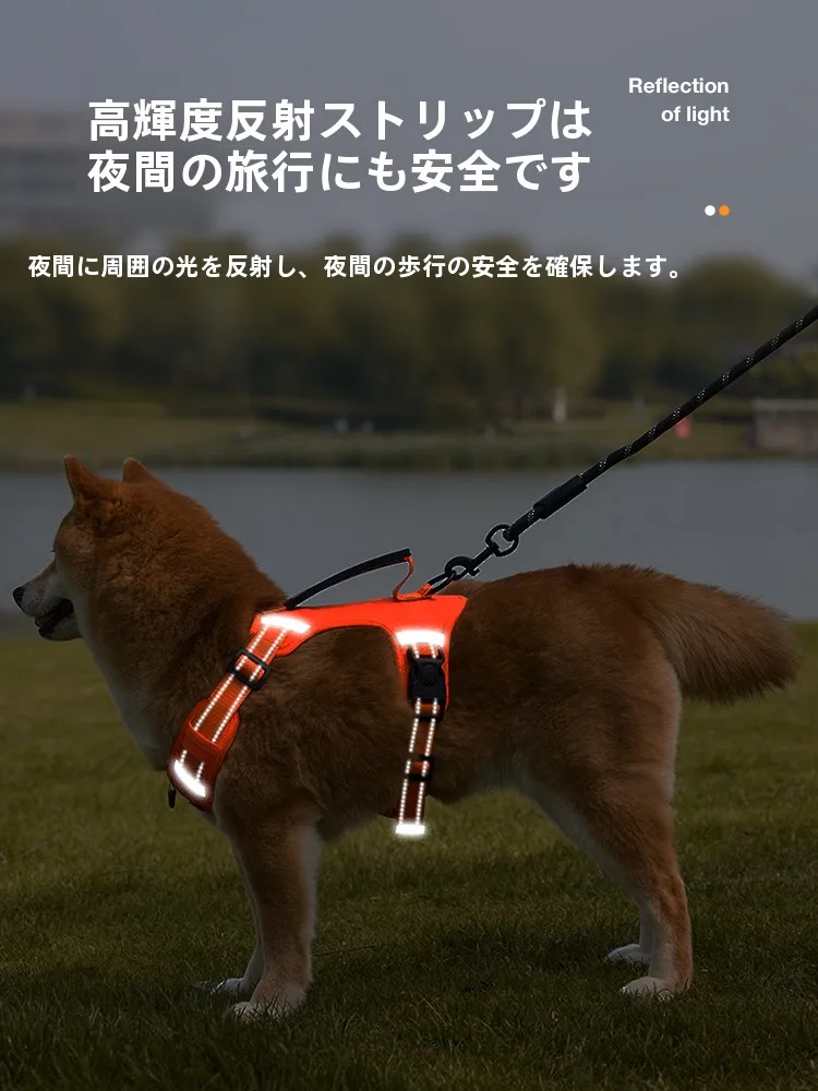 犬用引き紐付きハーネス：中大型犬向けの脱走防止と通気性を両立