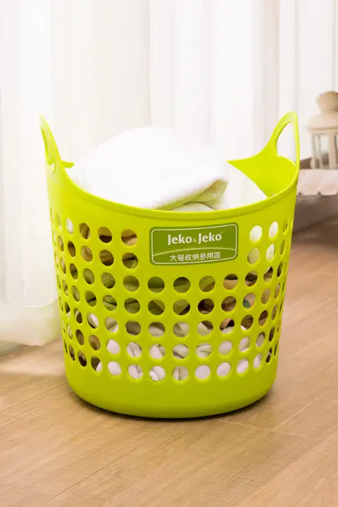 プラスチック製 洗濯物収納バスケット【浴室用・分別収納・便利なデザイン】