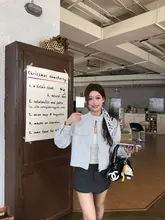 秋季にぴったりのラウンドネックスエードジャケット【女性用・カジュアル・ゆったりフ  ィット・ショートデザイン】