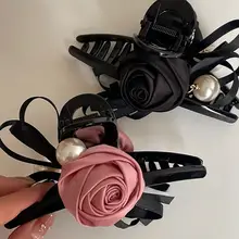 優雅なローズヘアクリップ【大きめ・サメクリップ・髪型アクセサリー】