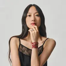 ラッキーサインデザインの中国結び風リング【シンプル・高級感】