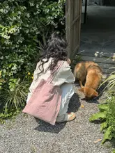 純リネンピンクのショルダーバッグ【花柄デザイン・特別感ある布製・カジュアルスタイル】