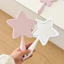 可愛い星柄のハンドミラー【粉色・高精細・携帯用】