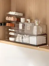 Lazy Corner バスルーム用化粧品収納ボックス【コーナー型・鏡付き・仕切り付き】