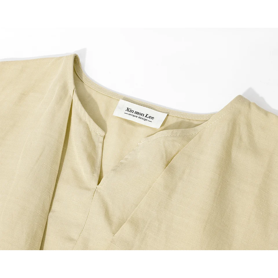 フェイクレイヤード Tシャツ レディース シャツ風 スリット 韓流 フェミニン きれいめ 着回し 着痩せ カジュアル 夏 「XinmonLee」