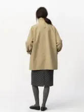 レトロ不均一デザインの立襟トレンチコート【秋用・防風・ゆったりシルエット】
