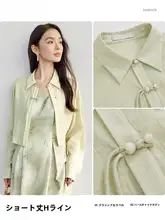 春に最適！天絲素材の短丈シャツ【女性用・襟付き・長袖・サイズ対応】（セットアップ対応）