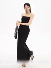 ブラックとピンクのビスチェドレス【夏用・極上の柔らかさ・カップ付き・タイトフィット】