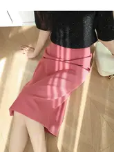 高腰Aラインスカート【シンプルデザイン・春夏向け・スリット入り・中長丈】