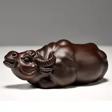 黒檀木製 水牛の置物【実木彫刻・インテリア装飾・贈り物に最適】