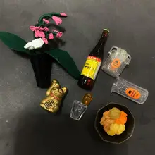ミニチュア装飾 花と猫のワイングッズ【卓上飾り用・食玩モデル】