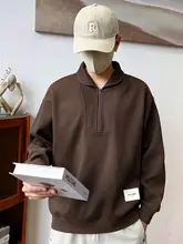 品質感溢れるニットハーフジップスウェットシャツ【男性用・春秋向け・ゆったりデザイン】