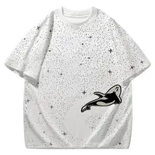 半袖Tシャツ メンズ カップル アートペイント ぼかし グラフィティ アメリカン風 ストリート 夏