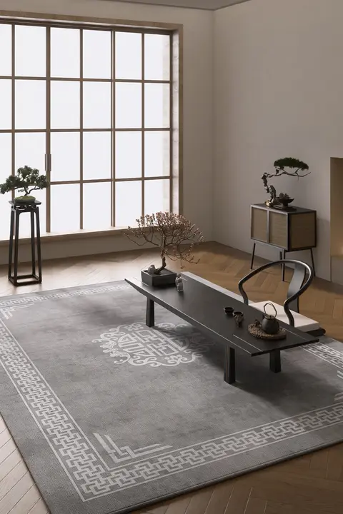 新中式デザインの防滑ラグ【リビング・ダイニング用・耐汚れ】