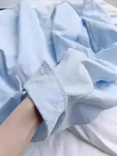 夏用 フレンチスタイルのブルー日焼け防止長袖シャツ【高級感・カーディガンとしても使用可】