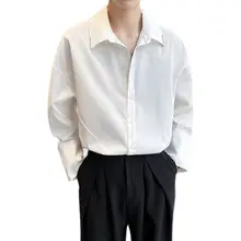 春夏用の取り外し可能な二重襟デザインの長袖シャツ【上品でおしゃれなユニセックス】（セットアップ対応）