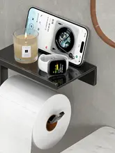穴あけ不要トイレットペーパー掛け【グレー・壁掛けタイプ】