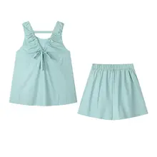 夏用ノースリーブキャミソールとワイドレッグショートパンツ【フィット・カジュアル】（セットアップ対応）