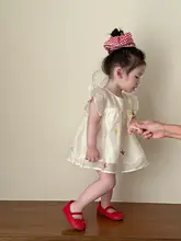 女の子用刺繍入りフリル袖ワンピース【夏用・プリンセスデザイン・可愛い】（セットアップ対応）