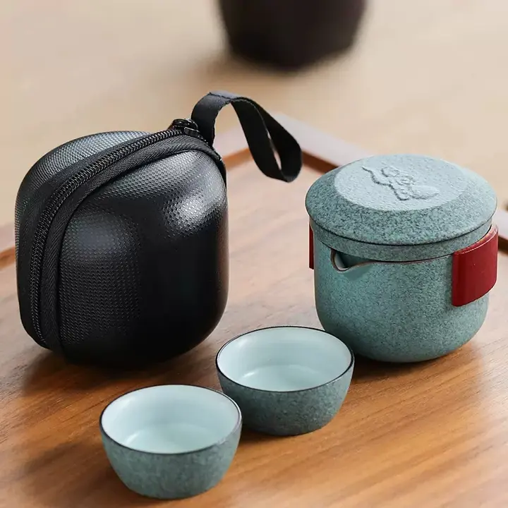 旅行用茶具セット【携帯式・アウトドア用・茶碗2個付き・ポット1個】