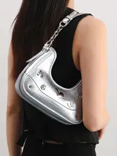 ショルダーバッグ レ  ディース シルバー 半月型 上品 おしゃれ 誕生日プレゼント