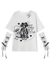 半袖Tシャツ レディース グラフィックプリント Y2K 甘辛MIX デザイン性 夏