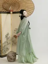 春柳デザインの漢服風レディースドレス【フリル付き・日常使用・春夏対応】