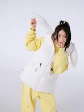 Ren刃川 ピンク可愛いウサギ耳フード付きスウェットシャツ【男女兼用・防水防風・スノーボードスキーウェ ア】