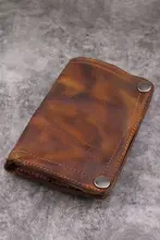 レトロ手作り本革ミニファスナーワレット【高級感あるデザイン・縦型】