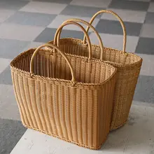 Kens バスケット型買い物籠【大容量・ピクニック用・持ち手付き・ヨーロピアンスタイル】