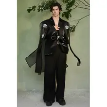 新中式デザインのフィットブラックブレザー