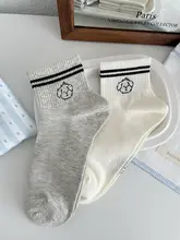 可愛い小犬刺繍の短丈靴下【春夏用・薄手・学生向け】