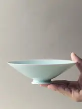 薄手青釉の家庭用大斗笠碗【景德鎮製・和風茶点用・レストラン・ホテル用】