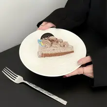 高級感ある創造的な岩石模様の陶器製ケーキプレート【デザートトレー・牛肉用・軽食・寿司・パスタ用】