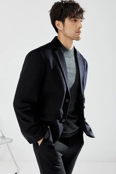 JSSD HOMME ビジネスジャケット【絹とオーストラリアウール混紡・スタイリッシュデザイン】