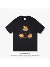 手描きオレンジ猫デザインのコットンTシャツ【ユニセックス・カジュアル・半袖】