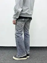 ヴィンテージ風3Dデジタルプリントデニムパンツ【ダメージ加工・カジュアルスタイル・男性用】