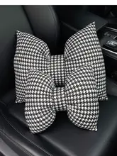 千鳥格デザインの車用ヘッドレスト＆ネックピロー【女性向け・内装用・クッション】