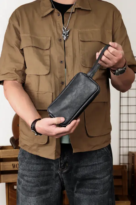 手作り植鞣し牛革 メンズ長財布【ファスナー付き・カジュアル・スマホ収納】