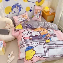 可愛いアニメデザイン！純綿4点セット寝具【日本風・インテリア用・カーミングな色合い】
