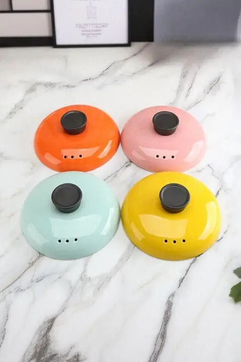 カラフルな陶器製の鍋蓋【通用デザイン・煮込み用・耐熱性】