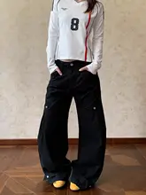 アメリカンヴィンテージ風 ワイドシルエットカーゴパンツ【ユニセックス・くるぶし丈・カジュアル】
（セットアップ対応）