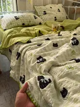 可愛い黒猫デザインの薄手夏用涼感ケット【シェルエッジ・洗濯機対応・四点セット（セットアップ対応）】